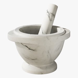 realistic marble mortar pestle 3D model