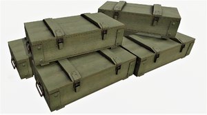 ammunition wood crates 01 3D model