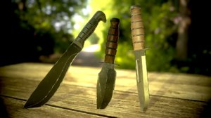 3D ka-bar knife machete model