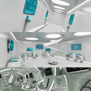 sci-fi futuristic corridor room model