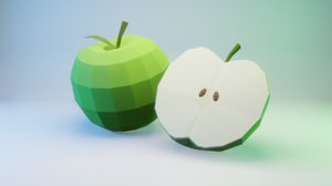 3D green apple -