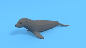3D cartoon seal sea