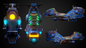 3D sci-fi flying motorcycle