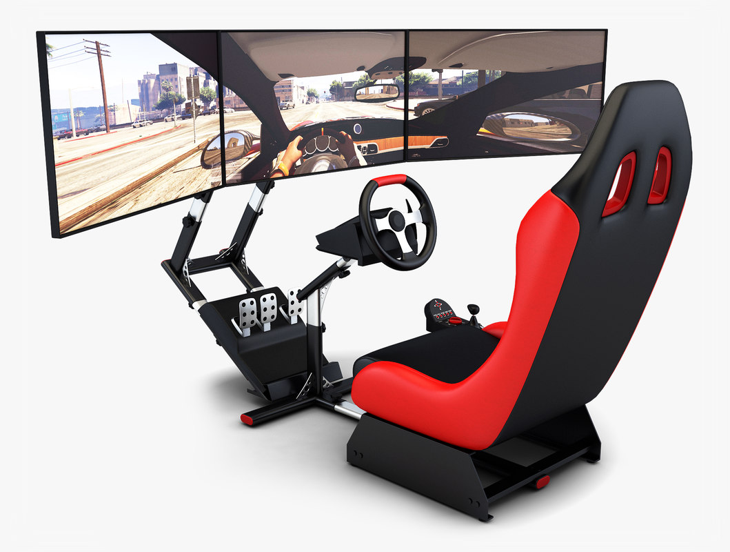Racing simulator triple display 3D TurboSquid 1442167