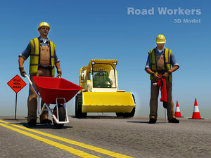 road workers scene 3D