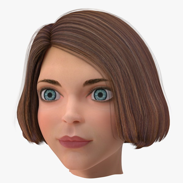 cartoon young girl head 3D model