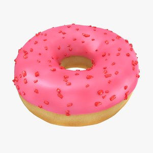 3D realistic ring donut strawberry