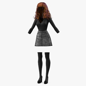 3D young girl youth clothes model