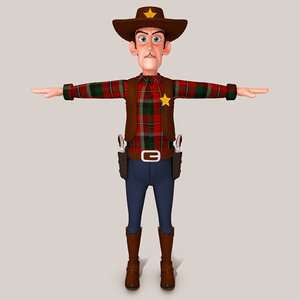 cowboy cartoon character 3D model