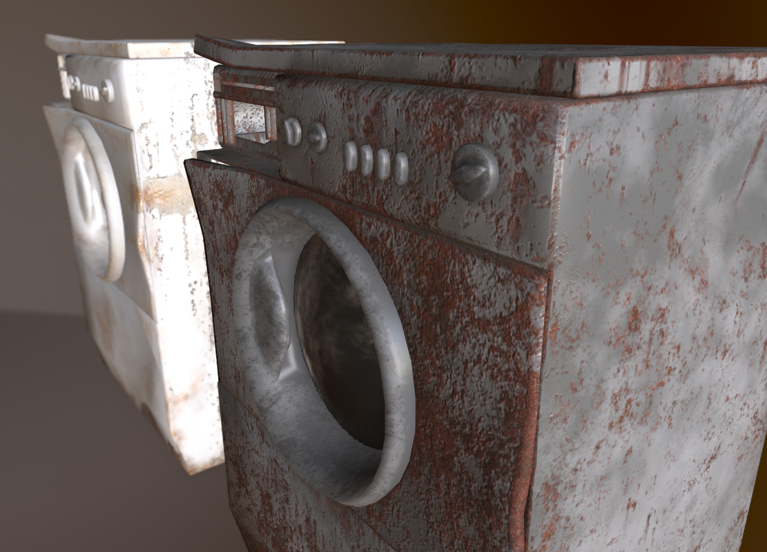 3d rusted washing machine