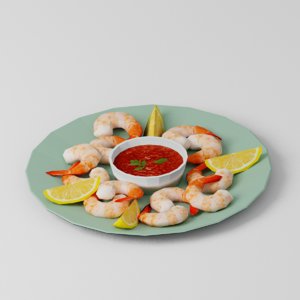 3D shrimp seafood food model