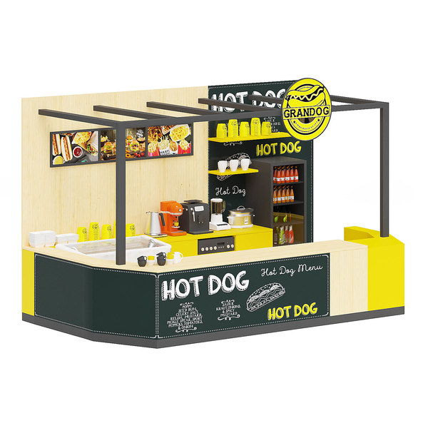 3D black hot dog stand