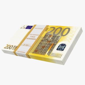 200 euro banknotes 3D model