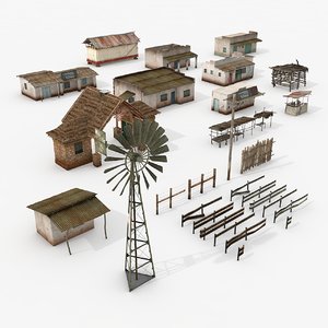 3D village fence elements