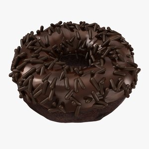 3D realistic chocolate sprinkle donut model