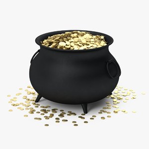 3d model of cauldron gold coins