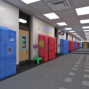 3D school hallway