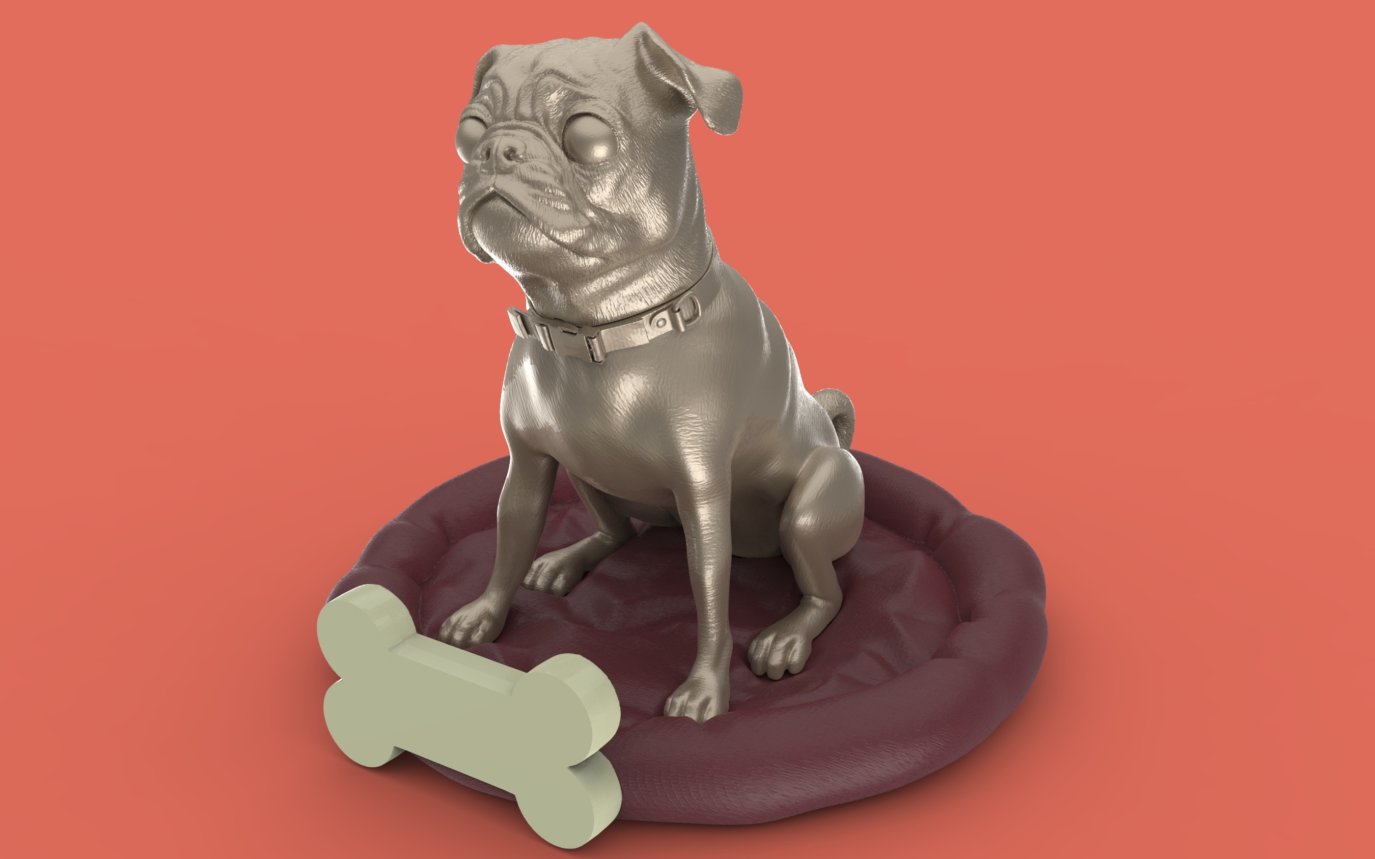 3d打印的哈巴狗狗现实模型3d模型