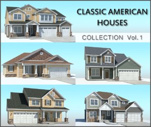 3D classic american houses