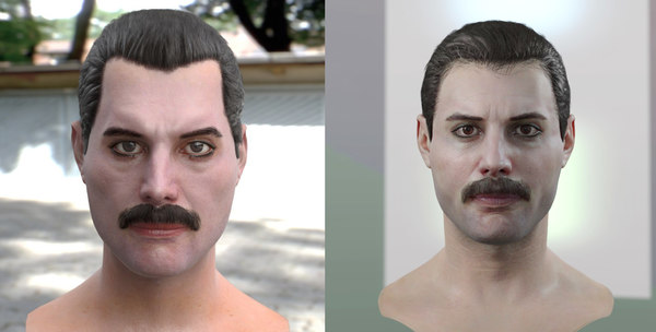 3d freddie mercury singer head male model