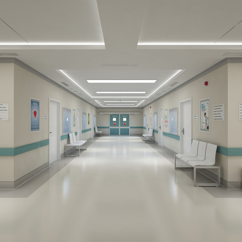 3D hospital hallway corridor model - TurboSquid 1384317