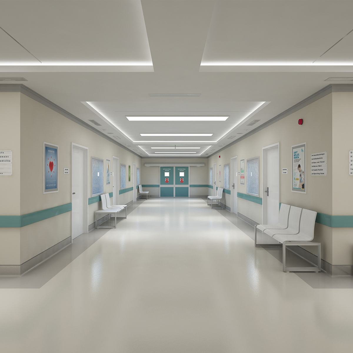 Photorealistic Hospital Hallway Corridor 2
