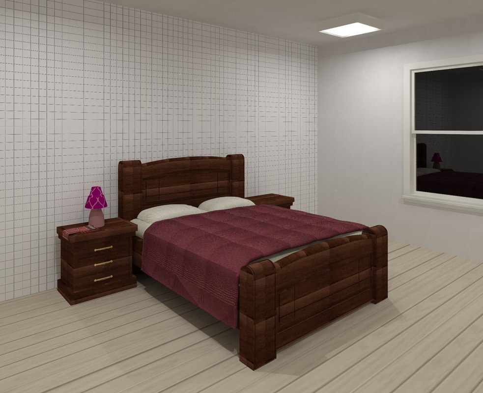 Wooden bed model TurboSquid 1445319