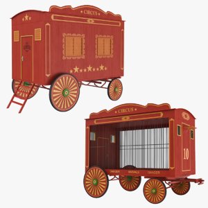 3D circus wagons