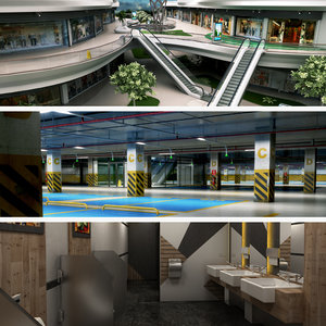 3D model shopping mall car park
