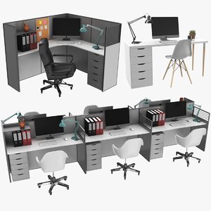 real office workstation 3D model