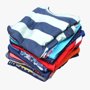 pile folded t-shirts 3D model