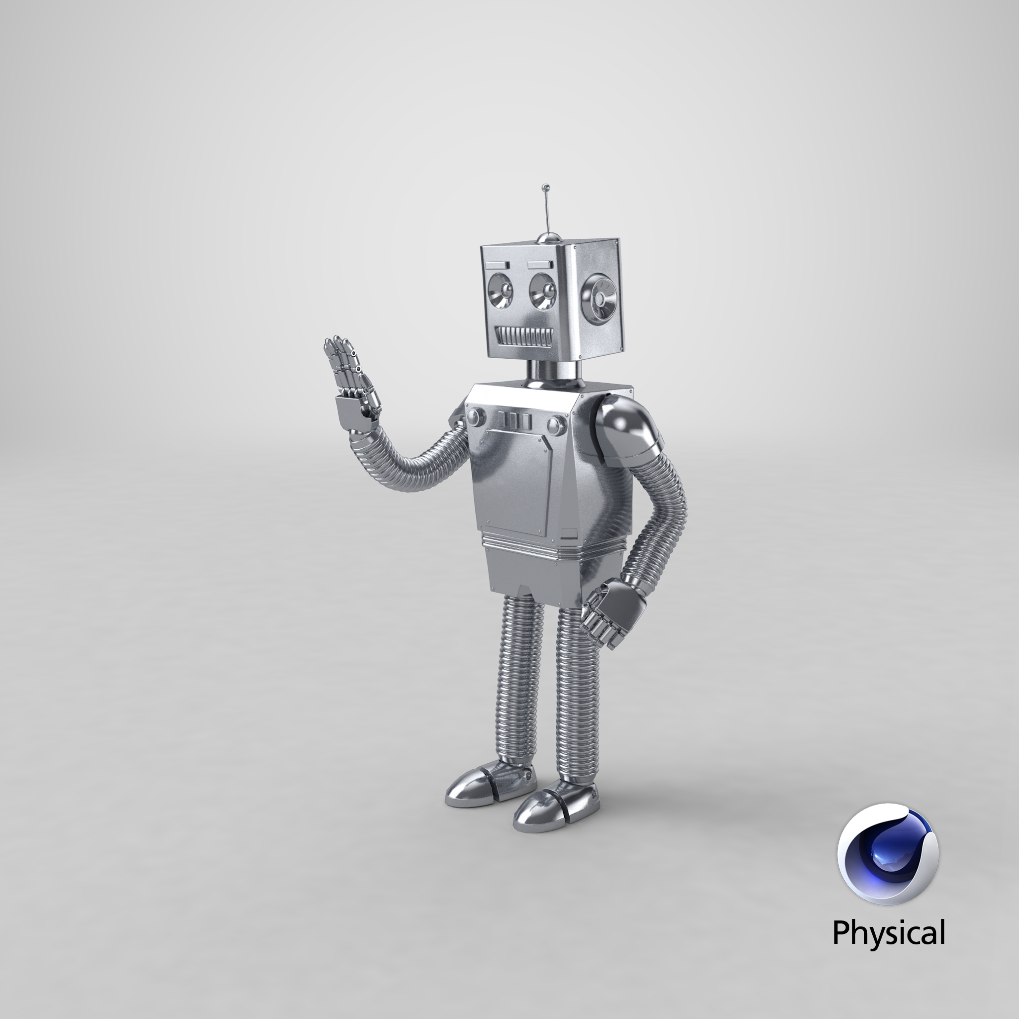 3d model robot 01 waving clean