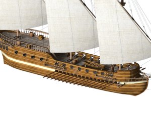 3D galley ship model