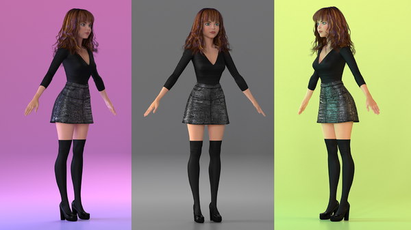 Modele 3d De Cartoon Jeune Fille Jeunesse Vetements Rigged Turbosquid 1446310
