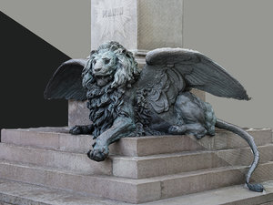 3D sculpture venice winged lion