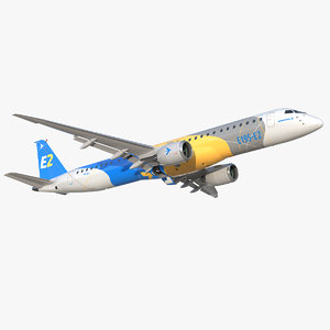3D embraer e-jet e195-e2 jet
