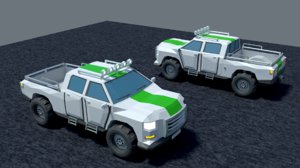 pickup truck low-poly 3D