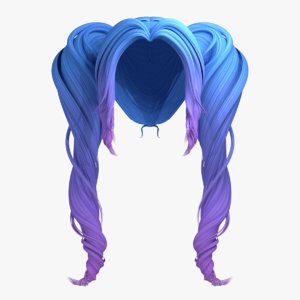 wigs fairy pigtails hair 3D model