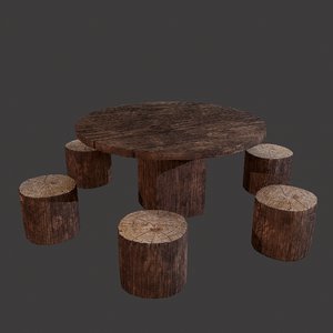 table seats stumps 3D model
