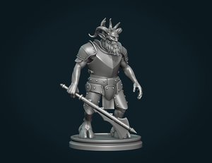 3D demon figure axe