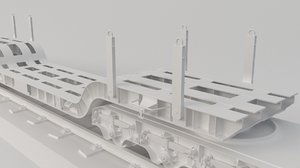 3D train flatcar flat