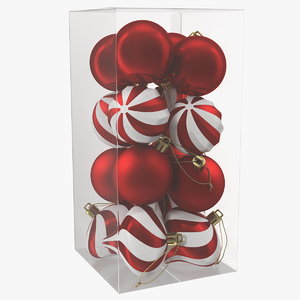 3D assorted christmas ball ornaments model