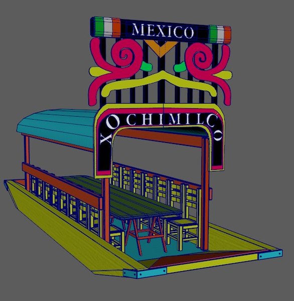 3D trajinera boat xochimilco - model - TurboSquid 1448066