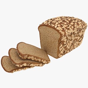 realistic oat bread 3D