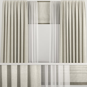 curtains roman beige 3D model