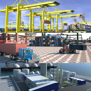 port ship industrial 3D model