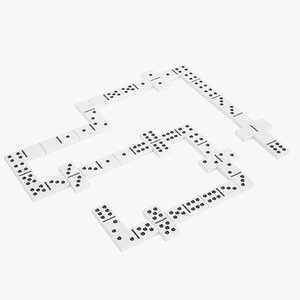 3D domino knuckles white model