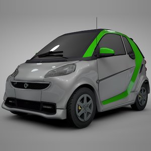 3D smart daimler white green model