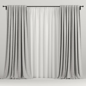curtains gray light 3D