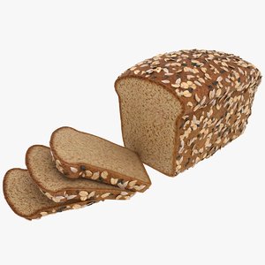 realistic multigrain bread 3D